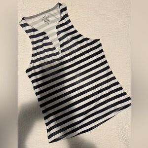 NWOT NIKE dri-fit workout tank top striped v-neck Navy/white size Medium